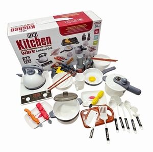 36pcs Kids Mini Kitchen Playset Cooking BBQ Grill Toy Set w/ Accessories